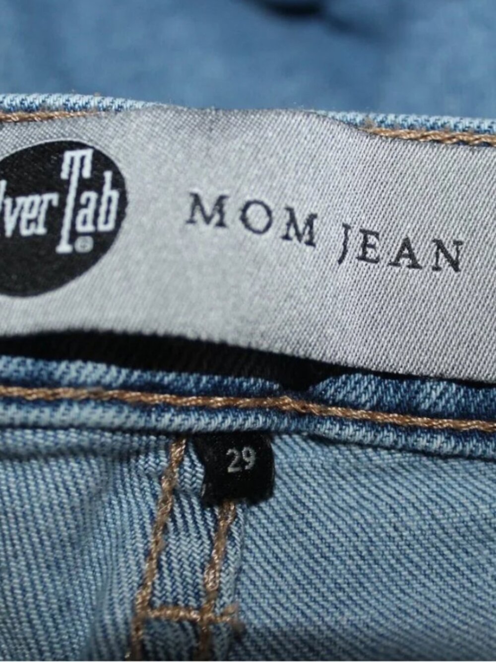 Levis SilverTab High Waisted Cropped Mom Jeans 29 Distressed Stretch Ankle - Picture 11 of 12